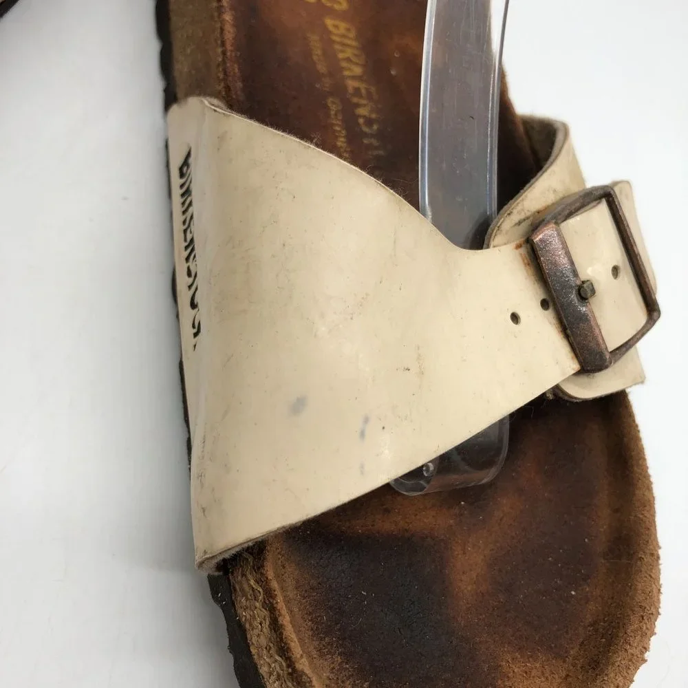 Birkenstock Madrid BirkoFlor Sandals Slides Shiny Ivory 40 Womens US 9 Narrow - Picture 5 of 11